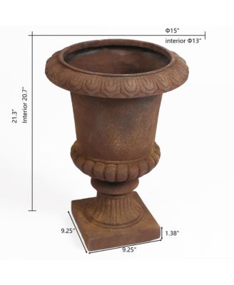 Rustic Brown MgO Indoor/Outdoor Urn Planter, 15" Diameter