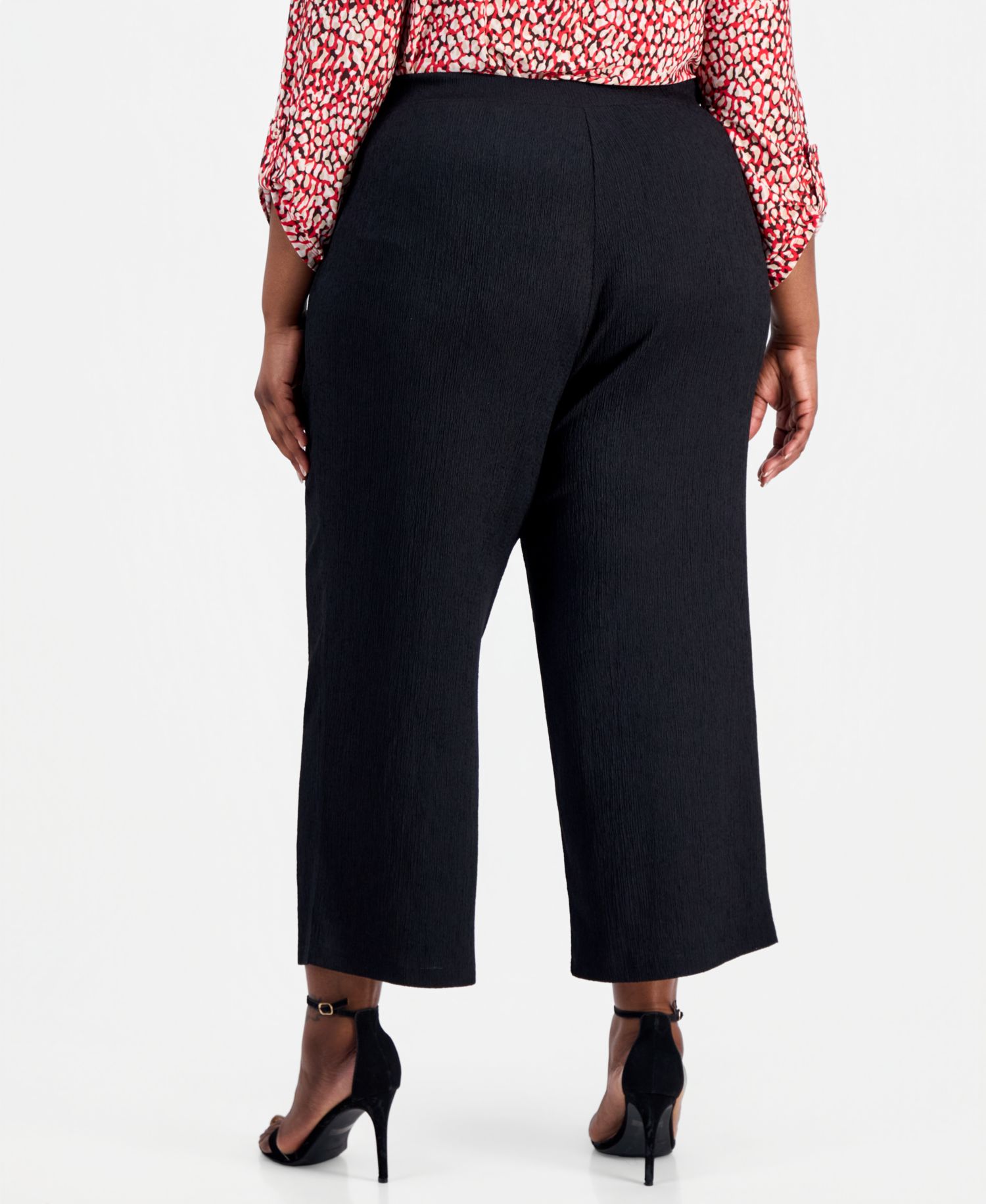 Plus Size Mid-Rise Wide-Leg Pull-On Pants