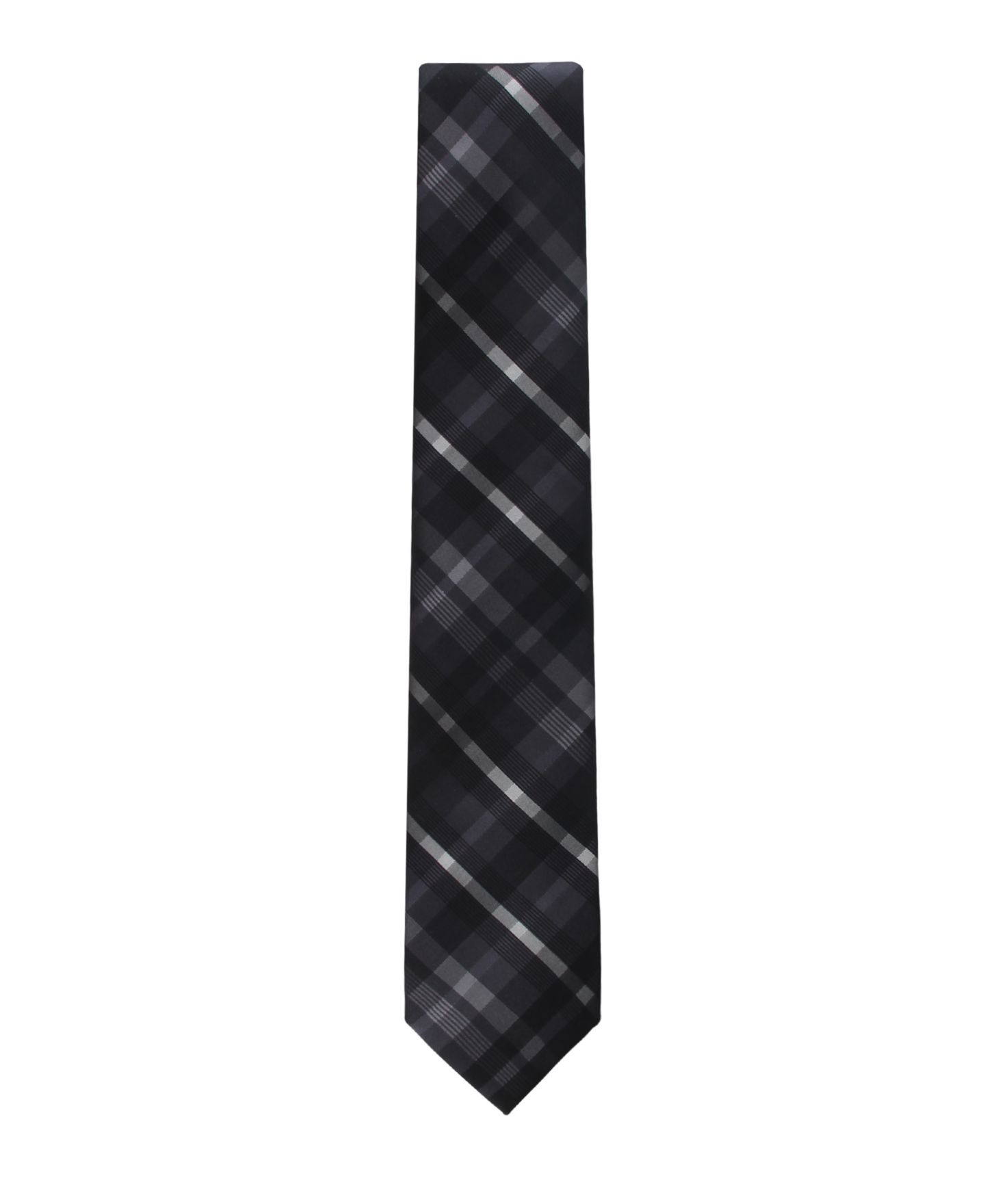 Мужской галстук Calvin Klein Drogo Plaid Pattern Tie, цвет: Чёрный — фото 3