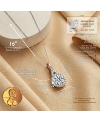 Timeless Sterling Silver CZ Solitaire Split Bail Necklace