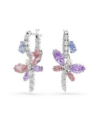 Ariana Grande x Drop Earrings, Mixed Cuts, Dragonfly, Multicolored, Rhodium Plated