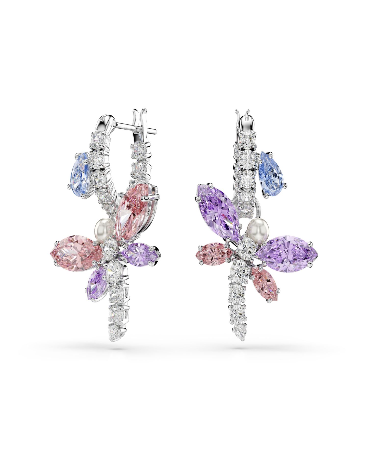 Ariana Grande x Mixed Cuts, Dragonfly, Multicolored, Rhodium-Plated Drop Earrings