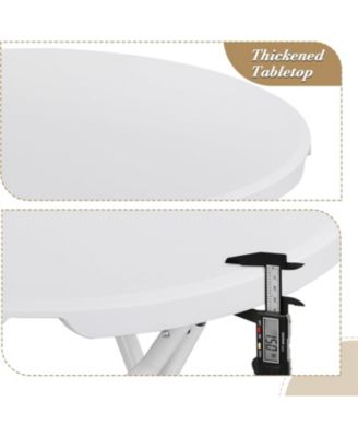 23.6'' Cocktail Table White High Top Folding, Round Portable Bar Height Folding Table with Removable Legs Indoor Outdoor Banquet for Party