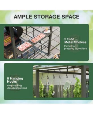 Hardtop Grill Gazebo with Vented Polycarbonate Roof and Shelves