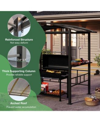 Hardtop Grill Gazebo with Vented Polycarbonate Roof and Shelves