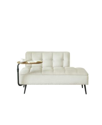 2-Seater Loveseat Sofa - 54" Velvet Upholstered Couch with Rotating Side Table and Memory Foam for Home, Bedroom