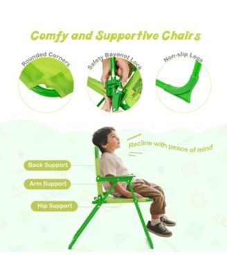 4 Piece Kids Picnic Set with Folding Chairs and Umbrella