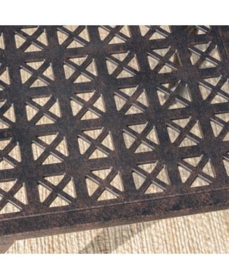 18" Cast Aluminum Side Table Square Outdoor Accent End Table