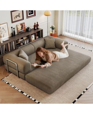 78.8" Corduroy Convertible Sofa Bed, 2-Seater Loveseat Sleeper with Pillow Back, Boneless Modular Sectional for Living Room