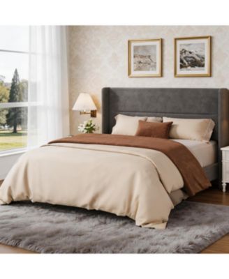 Upholstered Platform Bed Frame with Soft Headboard - Reinforced Wooden Slats, No Box Spring Needed