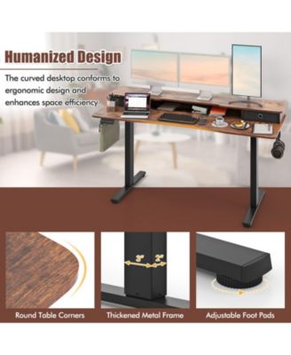 Height Adjustable Electric Standing Desk with 2 Drawers