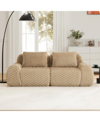  Modern Modular Sectional Sofa, Flannelette Fabric Couch, Oversized 2-Seater Couch with Deep Seat and Anti-slip Design for Living Room