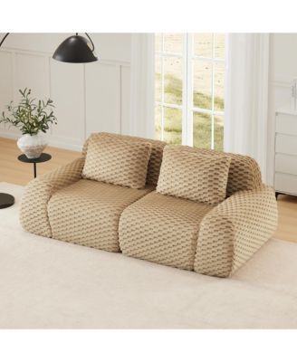  Modern Modular Sectional Sofa, Flannelette Fabric Couch, Oversized 2-Seater Couch with Deep Seat and Anti-slip Design for Living Room