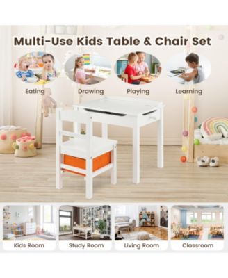 Flip-Top Kids Activity Table and Chair Set with Hidden Storage