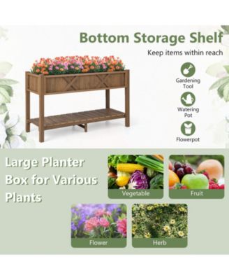 Poly Wood Elevated Planter Box with Legs Shelf and Drainage