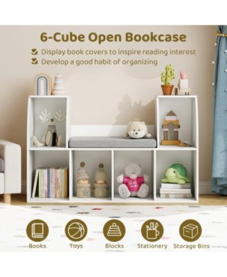 40 in Kids Bookshelf with Reading Nook and Six Open Cubes
