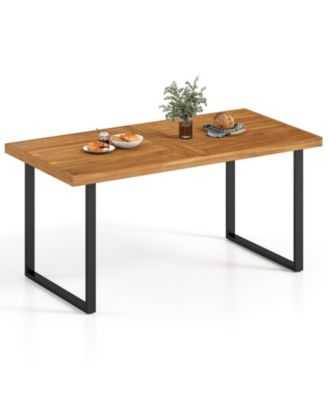 Acacia Wood Rectangular Dining Table for Six People