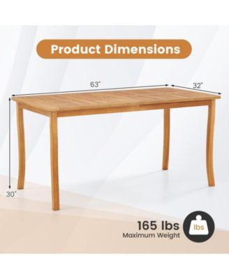 63 in Outdoor Dining Table with Umbrella Hole Farmhouse Style