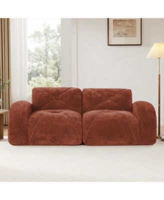 80" Velvet Modular Loveseat Sofa, 2-Seater Tufted Couch with 32D High-Density Sponge and Anti-Slip Bottom for Living Room