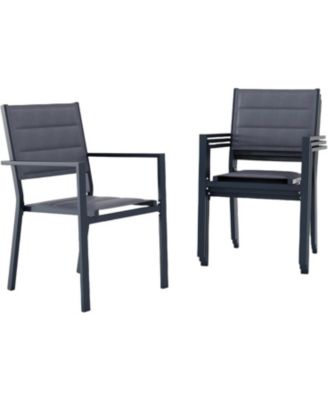4 Piece Aluminum Patio Stackable Dining Chairs Set, Outdoor Metal Lightweight Stacking Dining Chair with Textilene Fabric