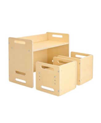 Montessori Weaning Table and Chair Set, Adjustable Height, Wooden for Toddler