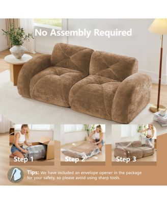 80-Inch Velvet Tufted 2-Piece Modular Sectional Loveseat Sofa