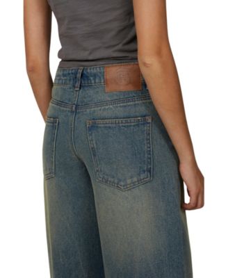 Women's Baggy Vintage Wash Seam Denim Jeans