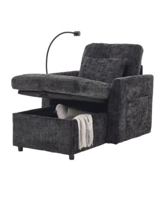 Stylish Chenille Single Recliner Lounge Chair with Storage, Phone Holder and Side Pockets, Ideal Leisure Sofa for Bedroom and Living Room
