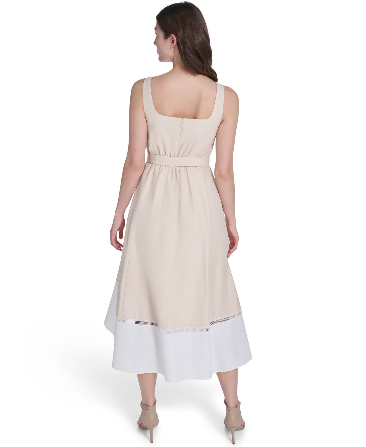 Petite Square Neck Fit & Flare Midi Dress