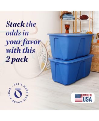 32 Gallon Standard Plastic Storage Container with Secure Lid, 2 Pack