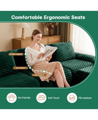 Oversized 2-Seat Modular Sectional Sofa, 82 Inch Flannelette Fabric Couch with Deep Seating for Home Living Room