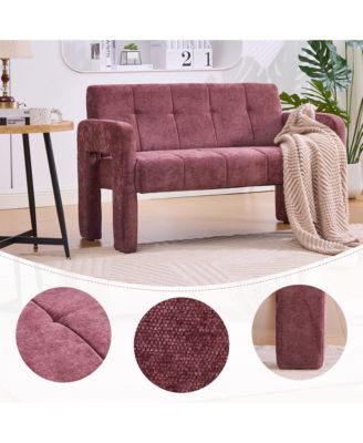 47" Chenille Small Loveseat Sofa, Compact 2 Seater Couch with Deep Seat and Dual Armrests, Upholstered Mini Sofa for Living Room, Apartment