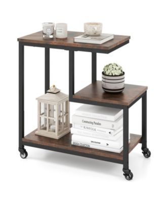 G-Shaped 3-Tier Mobile End Table with Locking Casters, 23 x 12 in