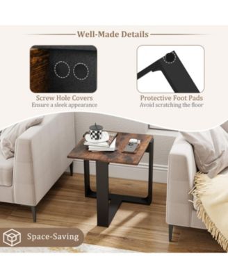 20 in Industrial Square End Table with T-Shaped Metal Base