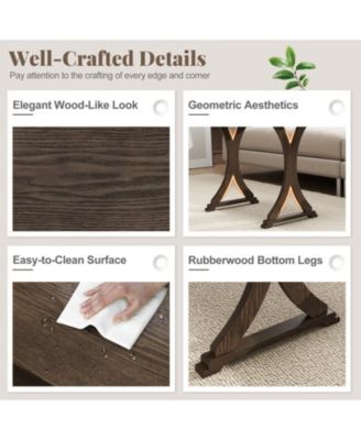 3-Piece Nesting Coffee and Side Table Set with Solid Rubber Wood Legs