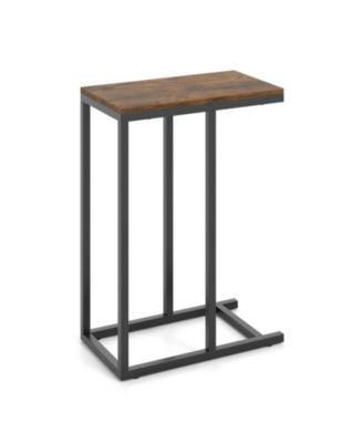 C-Shaped Sofa Side Table with Heavy-Duty Metal Frame, 18 x 10 x 25 in