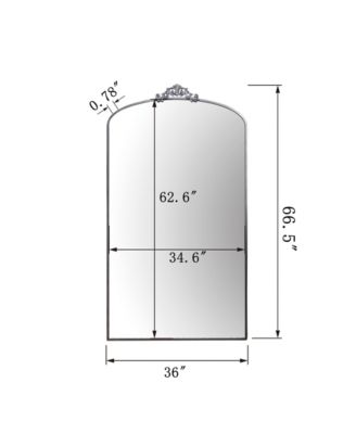 36x66 Inch Vintage Ornate Arched Full Length Floor Mirror Metal Framed Dressing Mirror for Bedroom Living Room Entryway