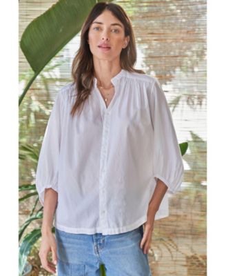 Women's Ocean+Main Cotton Poplin Peasant Top