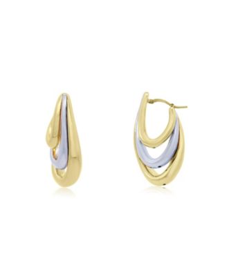 Two-Tone Trio Hoop Earrings 14K Gold-Plated and Sterling Silver