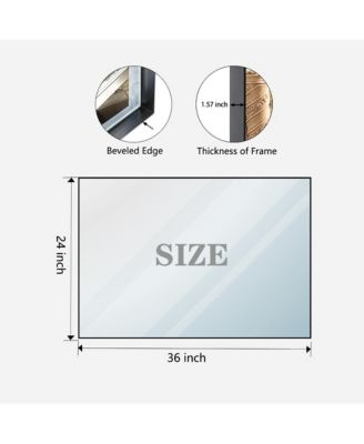 36 x 24 Inch Rectangular Bathroom Mirror Square Angle Metal Frame Wall Mounted Hanging Plates Horizontal or Vertical