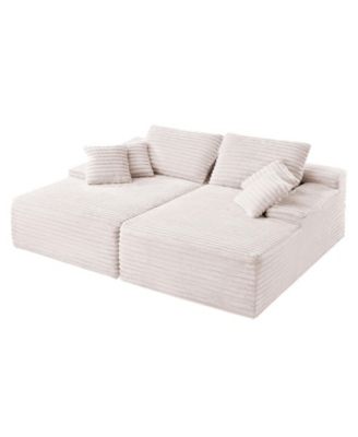 82.7-Inch Double Chaise Corduroy Sectional Sofa with Deep Seat