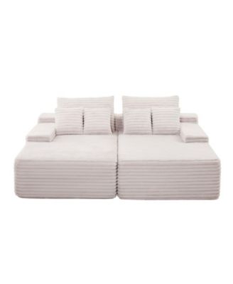 82.7-Inch Double Chaise Corduroy Sectional Sofa with Deep Seat