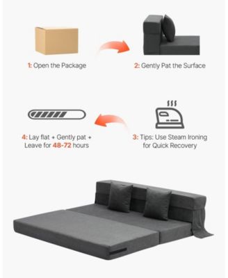 Folding Sofa Bed, 3-in-1 with Memory Foam Mattress, Convertible Sleeper Chair