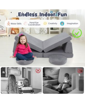 6 Piece Modular Kids Play Couch Set with Washable Covers