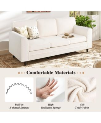 Upholstered Three Seat Sofa with Plush Back Cushions