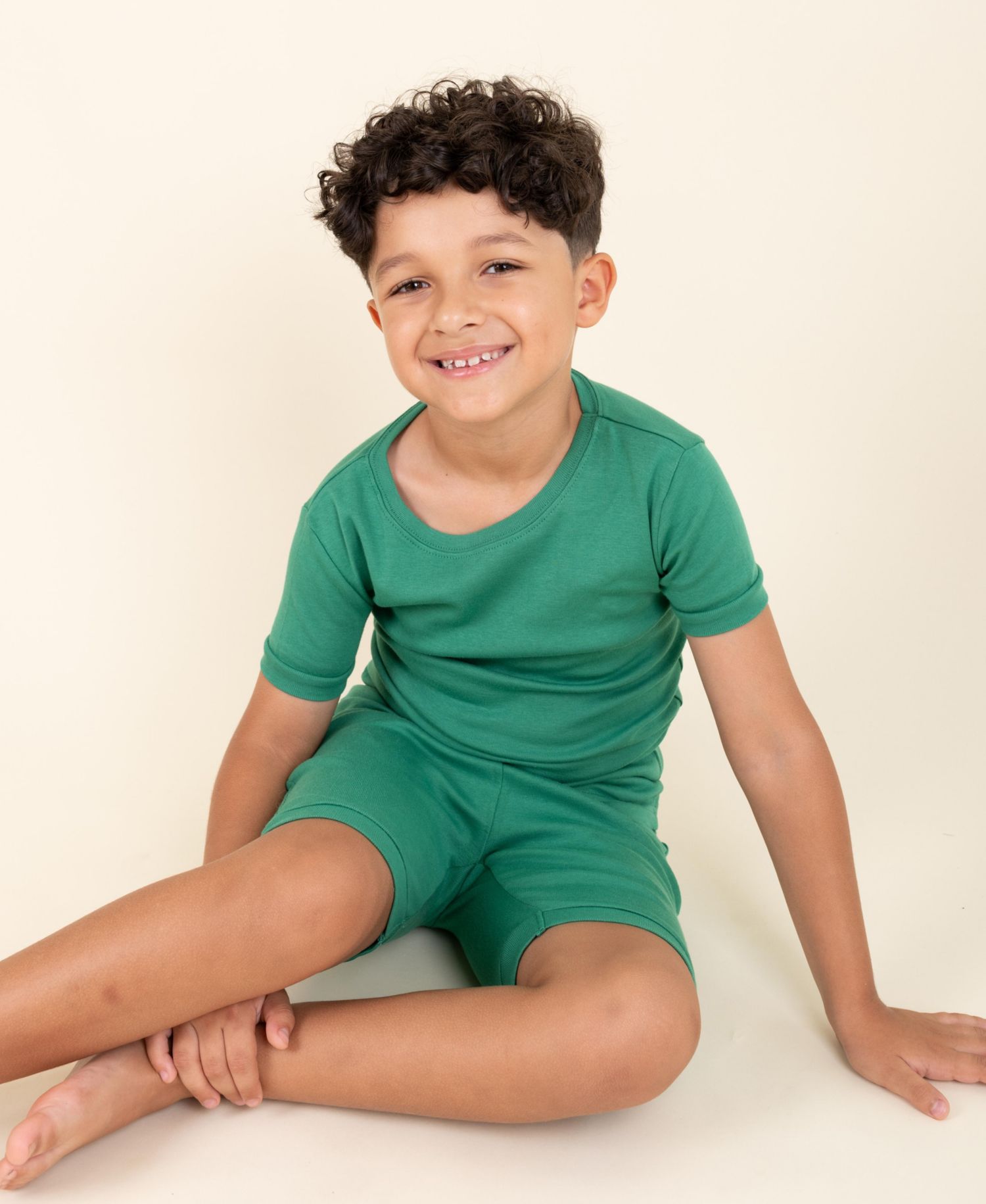 Toddler Matching Family Two Piece Cotton Short Sleeve Shirt and Shorts Solid Color Pajamas 2T-5T