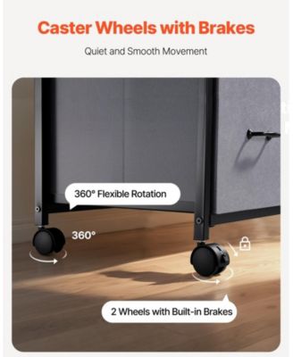 Metal File Cabinet, 3 Fabric Drawers, Wooden Vertical Filing Storage