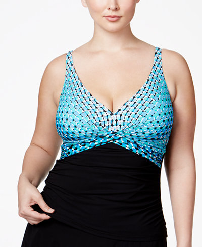 Profile by Gottex Plus Size Printed Twist-Front Tankini Top