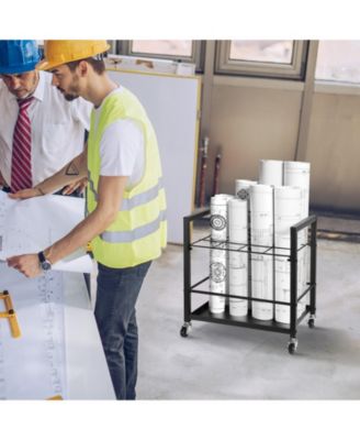 Blueprint Storage Rack, 12 Slots with Wheels, Mobile Blueprint Holder for Office