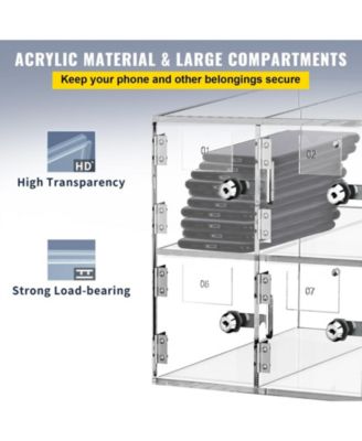 Cell Phone Storage Locker, 10 Slots, Acrylic Wall-Mounted Cabinet with Locks